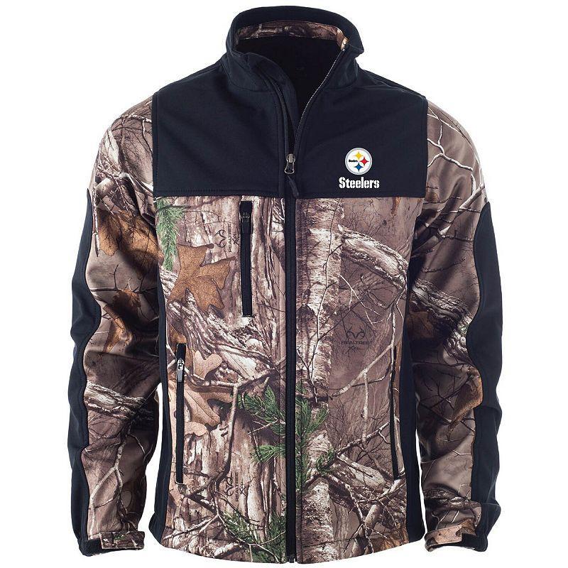 Mens Realtree Camo, Black Green Bay Packers Circle Hunter Softshell Full-Zip Jacket Product Image