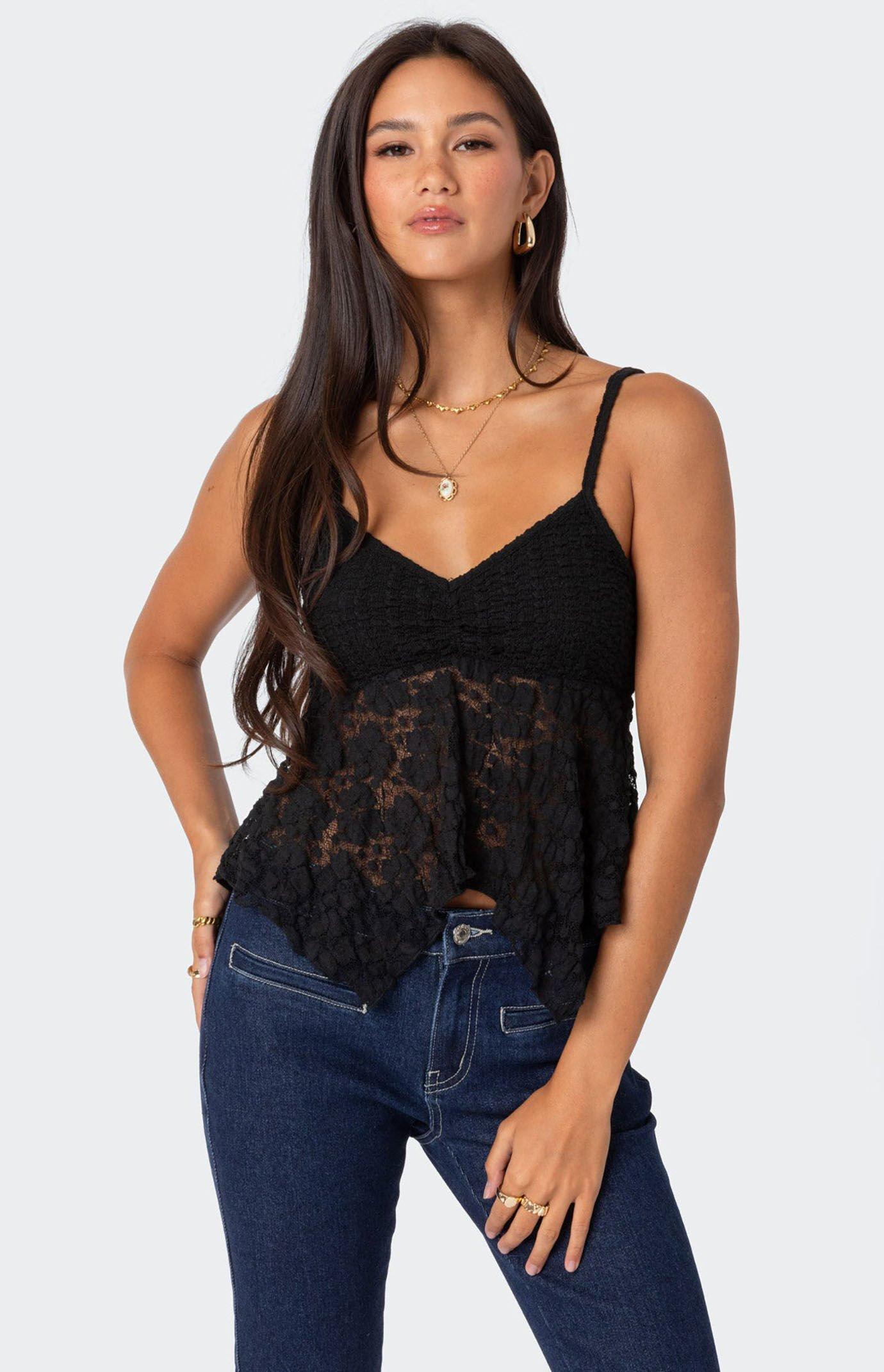 Edikted Women's Orchid Sheer Lace Top Product Image