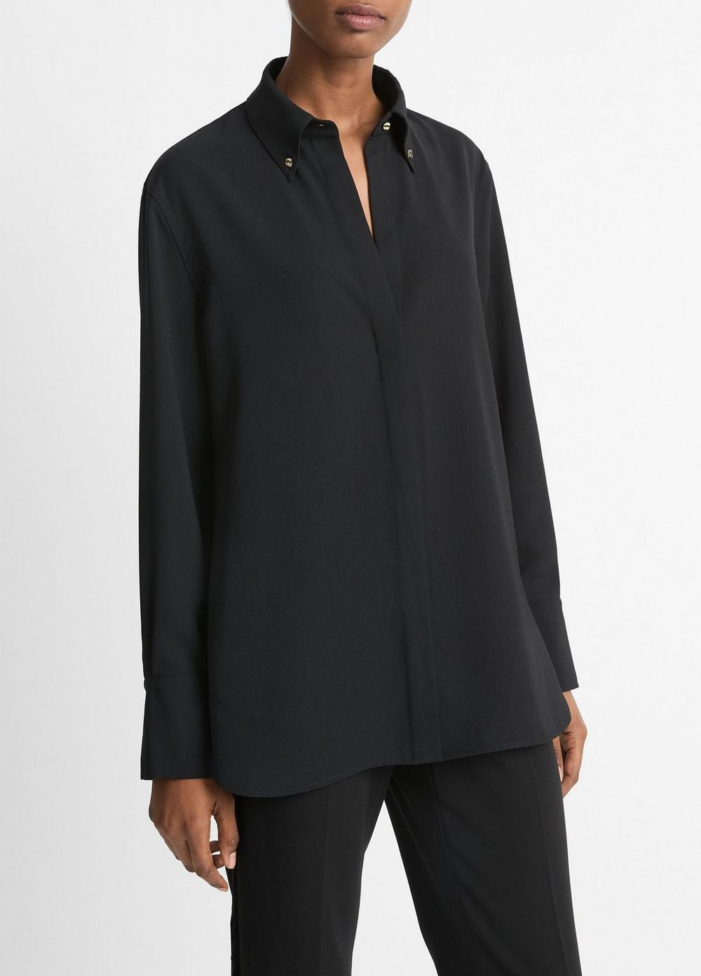 Embellished Point-Collar Crepe Shirt Product Image