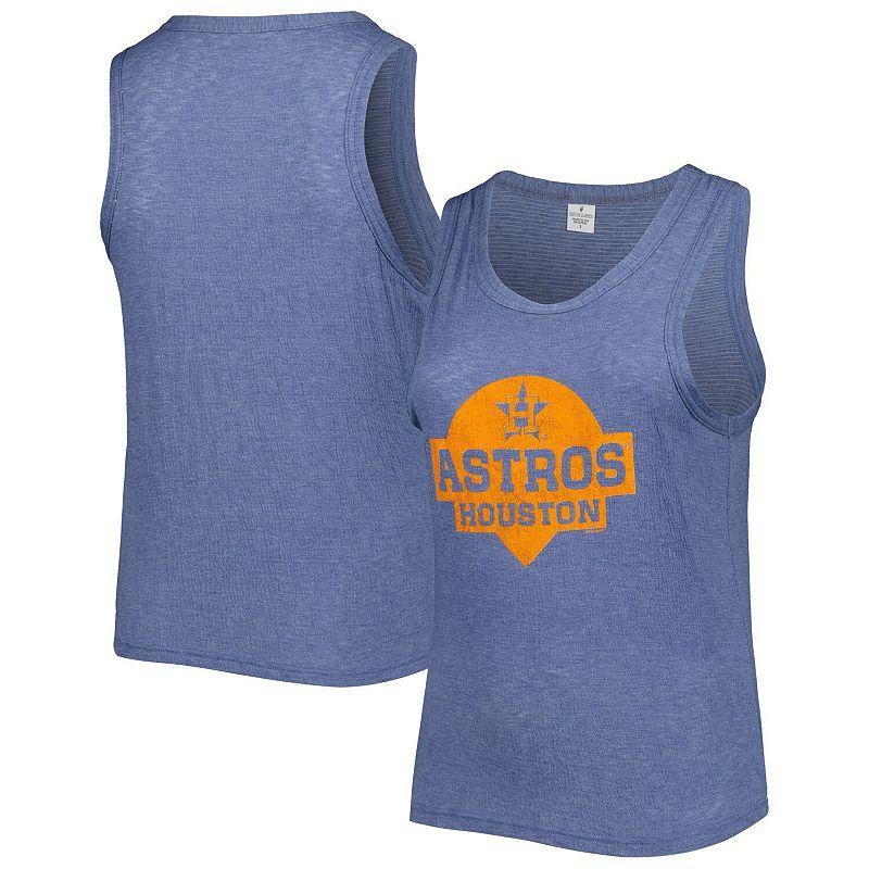 Womens Soft as a Grape Houston Astros Plus Size High Neck Tri-Blend Tank Top Blue Product Image