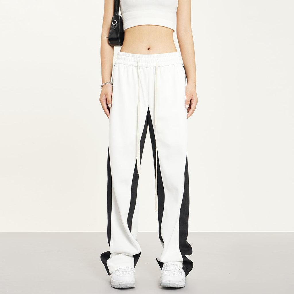 RTK (W) No. 1396 DRAWSTRING CONTRAST STRAIGHT SWEATPANTS Product Image