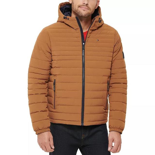 Mens Tommy Hilfiger Hooded Puffer Jacket Brown Product Image