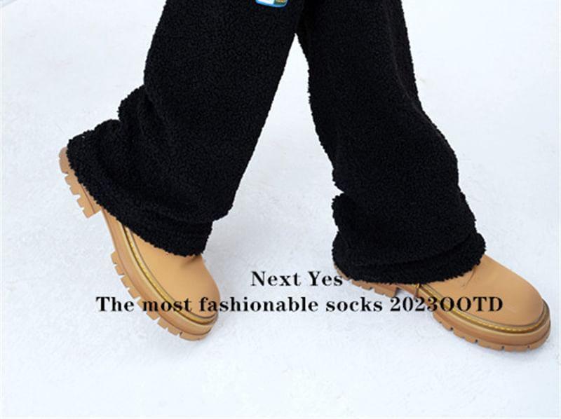 Drawstring Applique Fleece Leg Warmers Product Image