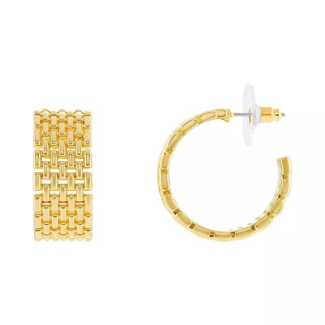 Emberly Polished Woven C Hoop Earrings, Womens, Yellow Product Image