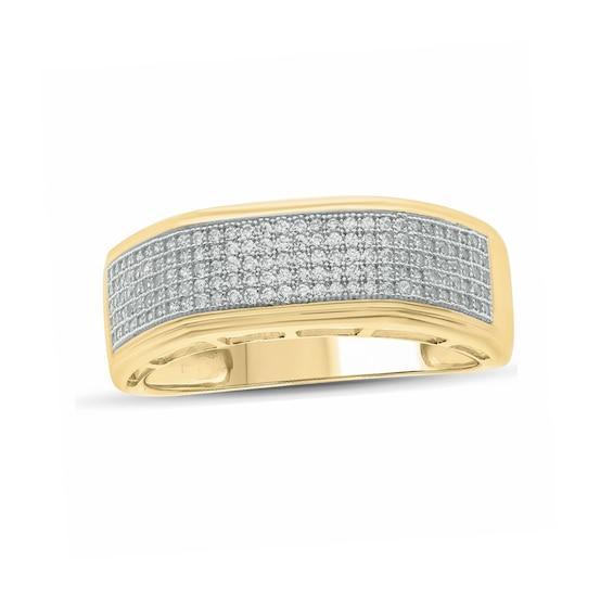 Men's 1/2 CT. T.w. Diamond Multi-Row Wedding Band in 14K Gold Product Image