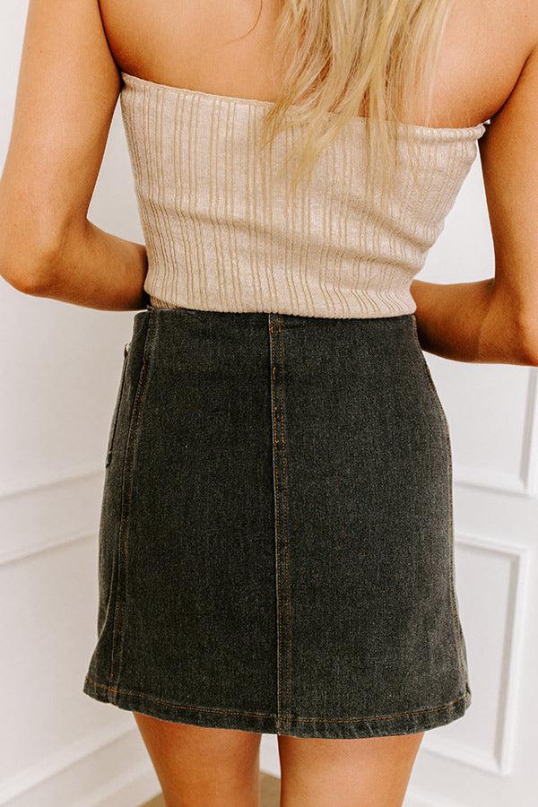 The Tilly Denim Mini Skirt in Vintage Black Product Image