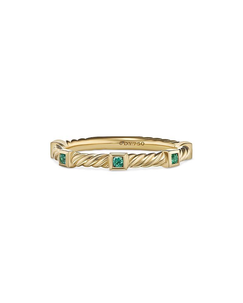 David Yurman 18K Yellow Gold Cable Sapphire Stack Band Ring Product Image