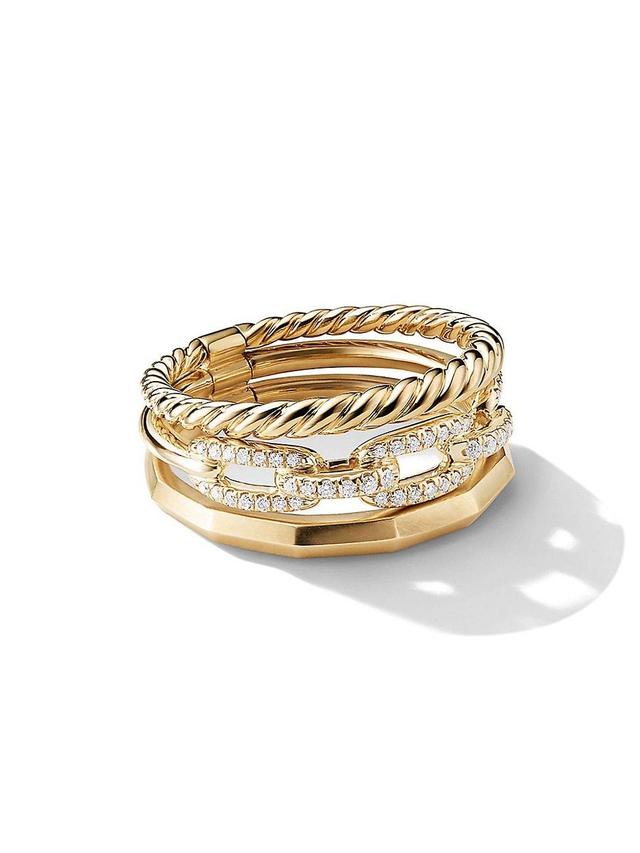 Womens Stax Three Row Ring in 18K Yellow Gold Product Image