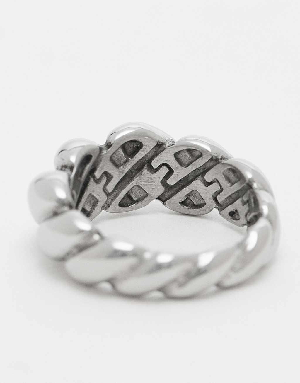 ASOS DESIGN waterproof stainless steel ring in silver tone Product Image