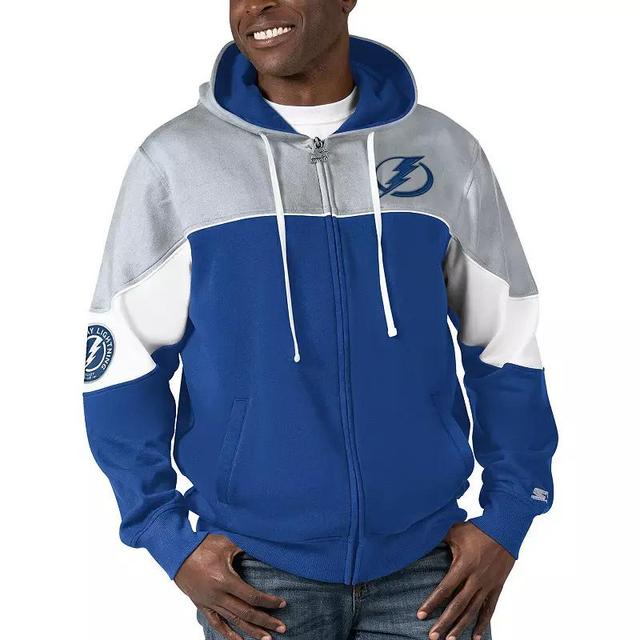 Mens Starter Blue/Gray Tampa Bay Lightning Power Forward Full-Zip Hoodie Product Image