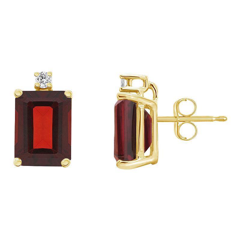 Garnet (3-7/8 ct.t.w) and Diamond Accent Stud Earrings in 14K Yellow Gold Product Image