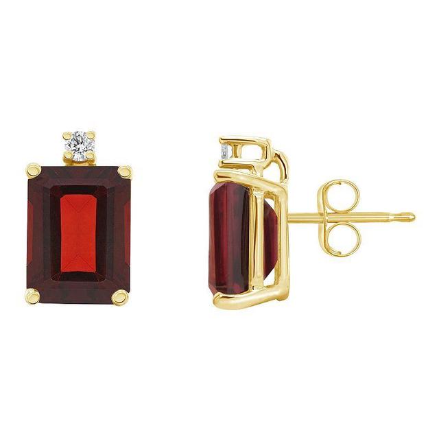 Garnet (3-7/8 ct.t.w) and Diamond Accent Stud Earrings in 14K Yellow Gold Product Image