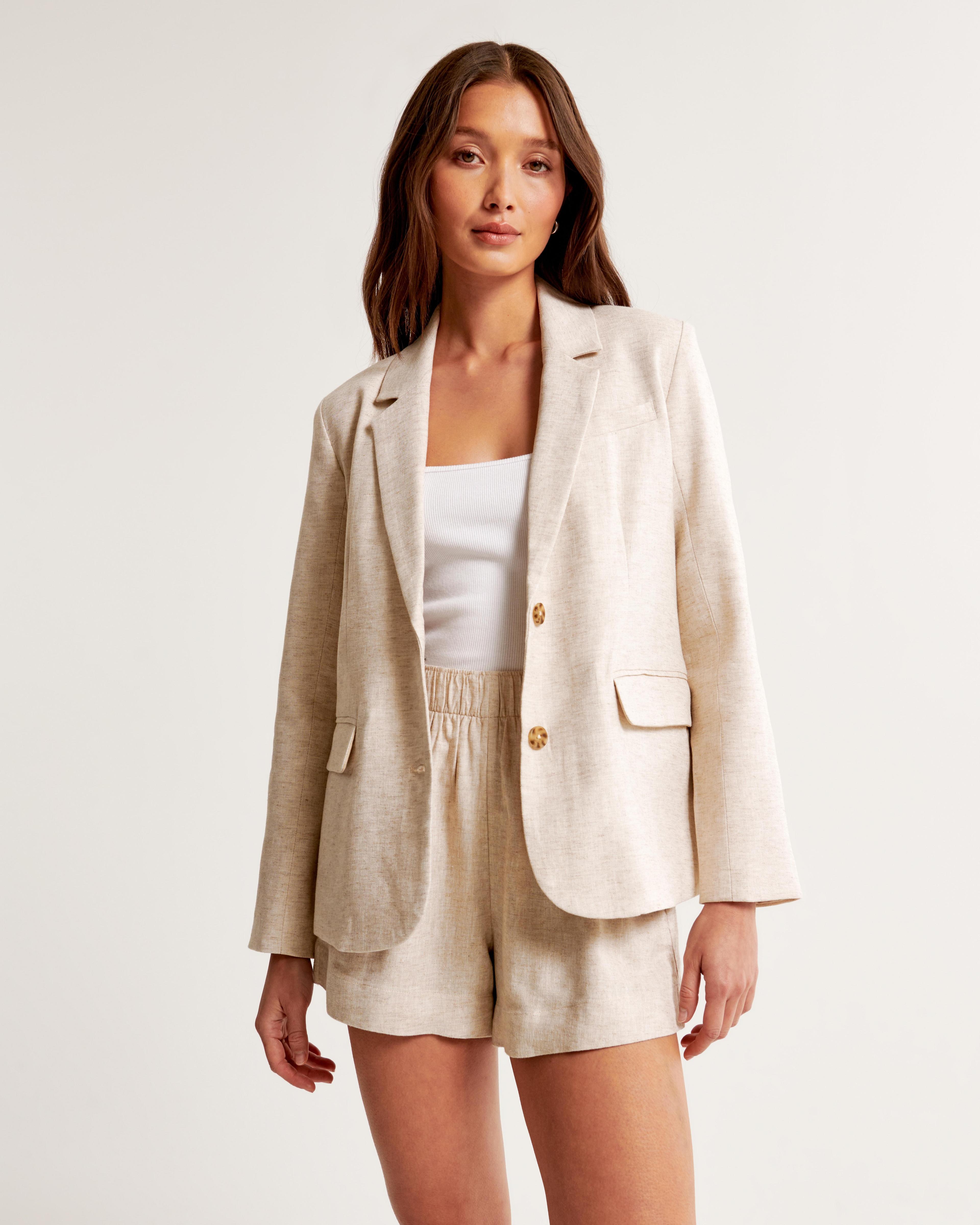 Linen-Blend Blazer Product Image