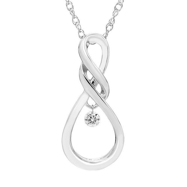 Boston Bay Diamonds Sterling Silver Dancing Diamond Accent Infinity Pendant Necklace, Womens White Product Image