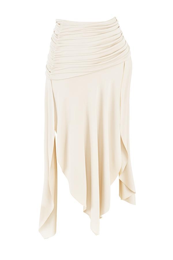 Kaira Off White Draped Midi Skirt Product Image