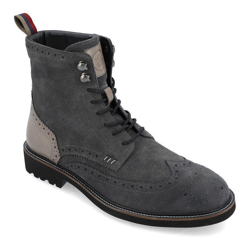 Thomas & Vine Welch Wingtip Mens Leather Ankle Boots Dark Grey Product Image