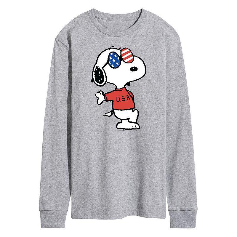 Mens Peanuts Americana Snoopy Long Sleeve Graphic Tee Product Image