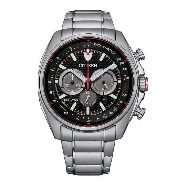 Citizen Mens Eco-Drive Stainless Steel Chronograph Bracelet Watch - CA4561-89E Black Silver Red Product Image