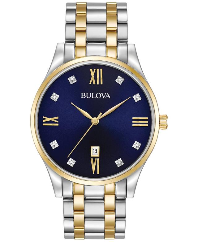 Men's Bulova Diamond Accent Two-Tone Watch with Blue Dial (Model: 98D130) Product Image