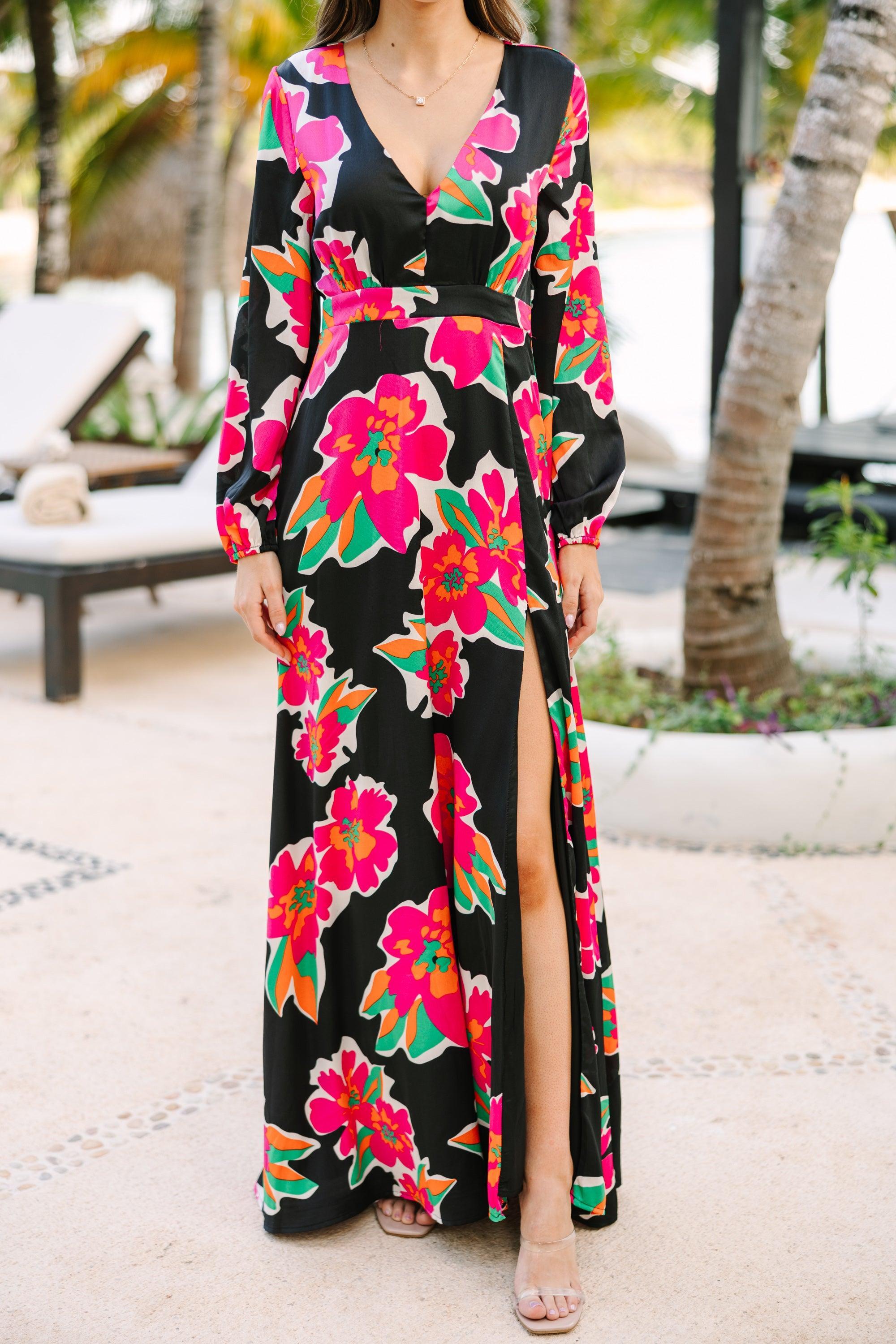 Just Feels Right Black Floral Maxi Dress Female Product Image