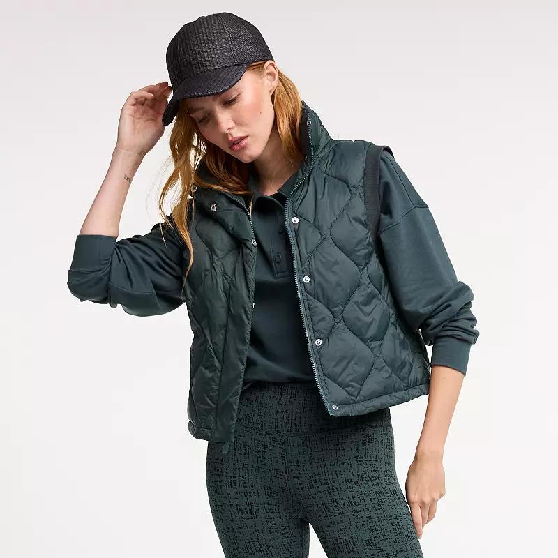 Womens FLX Quilted Vest Dark Green Product Image