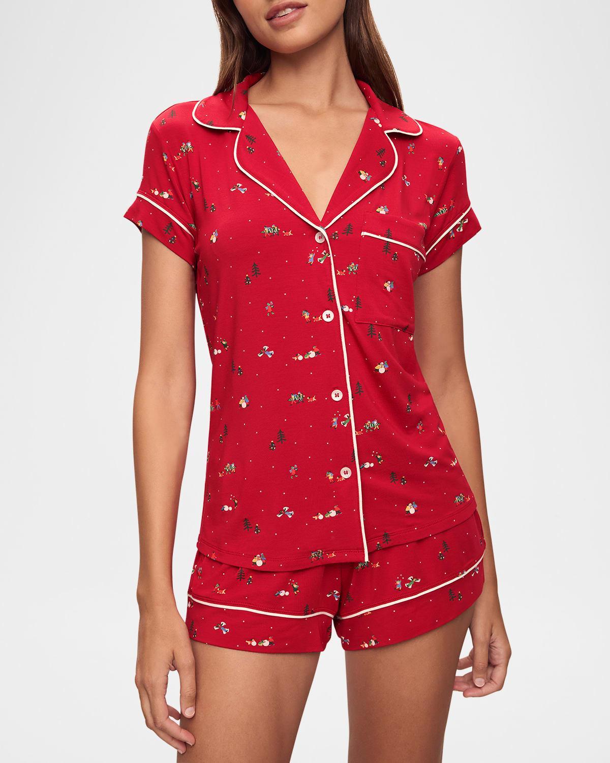 Eberjey Gisele Printed Shortie Pj Set (Apres Ski Haute /Ivory) Women's Pajama Sets Product Image