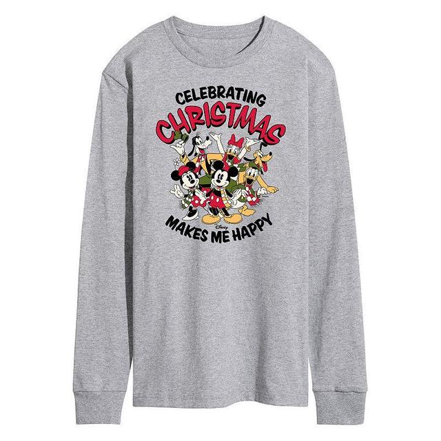 Disneys Mens Celebrating Christmas Long-sleeved Tee Med Grey Product Image