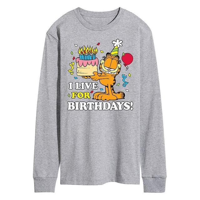 Mens Garfield Life For Birthdays Long Sleeve Graphic Tee Product Image