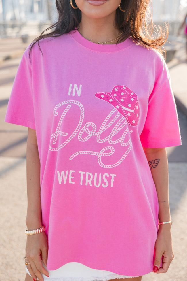 In Dolly We Trust Hot Pink Oversized Graphic Tee Product Image