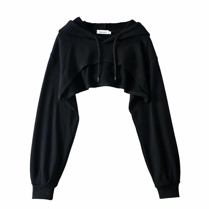 Plain Asymmetrical Cropped Hoodie / Crop Tank Top Product Image