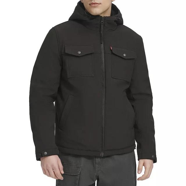 Mens Levis Soft Shell Sherpa Lined Hooded Storm Coat Product Image