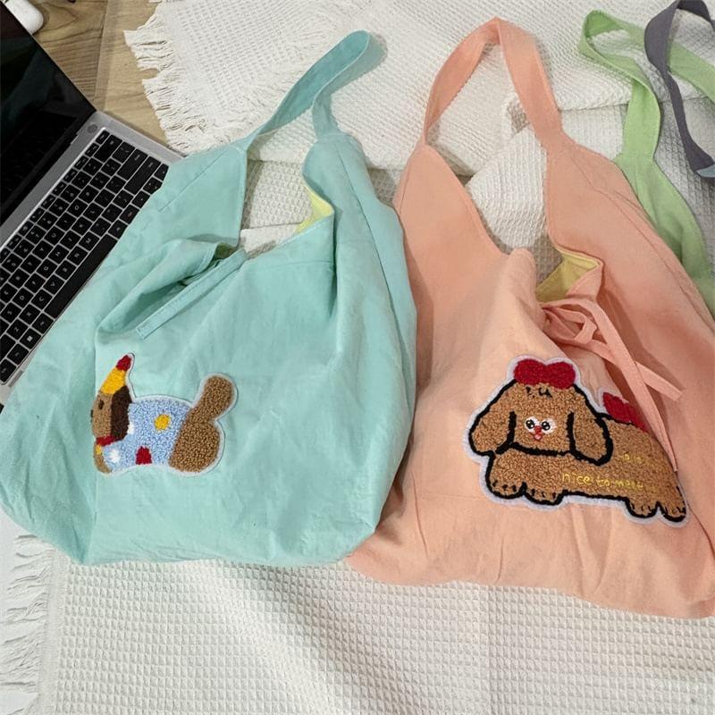 Cartoon Applique Bow Tote Bag Product Image