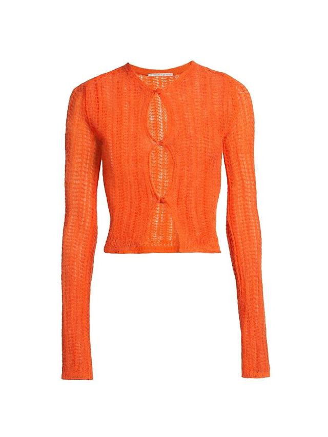 Womens Open-Knit Long-Sleeve Cardigan Product Image