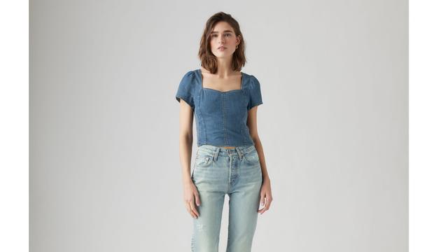 Ophelia Short Sleeve Denim Corset Product Image