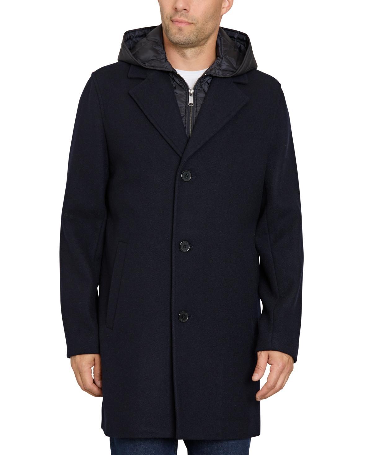 Sam Edelman Single Breasted Wool Blend Hooded Coat with Bib Product Image