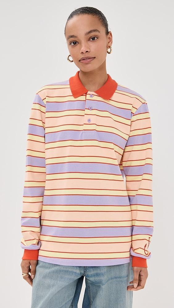 JW Anderson Striped Contrast Trim Polo Top | Shopbop Product Image