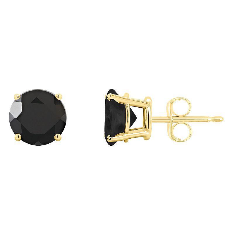 Celebration Gems 14k Gold Round Onyx Stud Earrings, Womens, Black Product Image