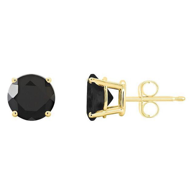 Labradorite Stud Earrings in 14k Gold (Also in Onyx) - Onyx Product Image