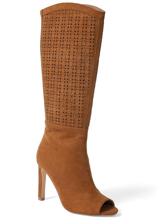 Peep Toe Perforated Boots Product Image