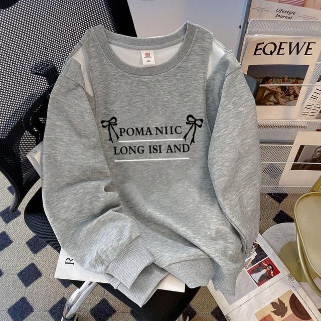 Cold Shoulder Lettering Print Sweatshirt Product Image