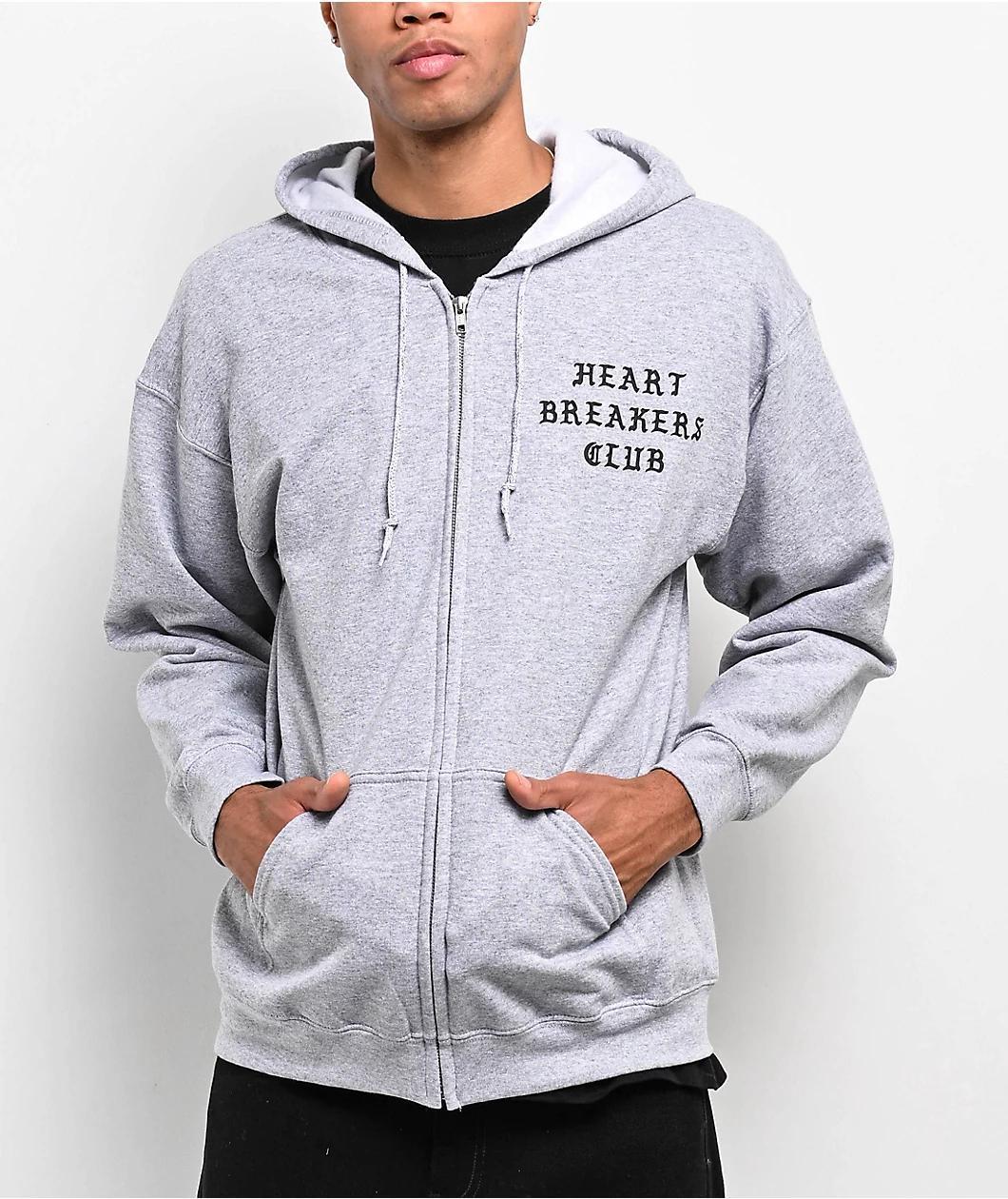 Heartbreakers Club Tears Grey Zip Hoodie Product Image