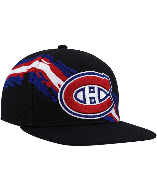 Mens Mitchell & Ness Black Montreal Canadiens Vintage-Like Paintbrush Snapback Hat Product Image