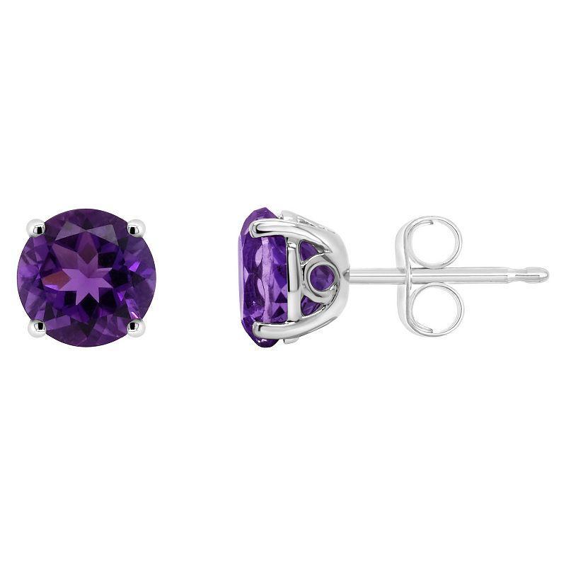 Alyson Layne 14k Gold Round Amethyst Stud Earrings, Womens Product Image