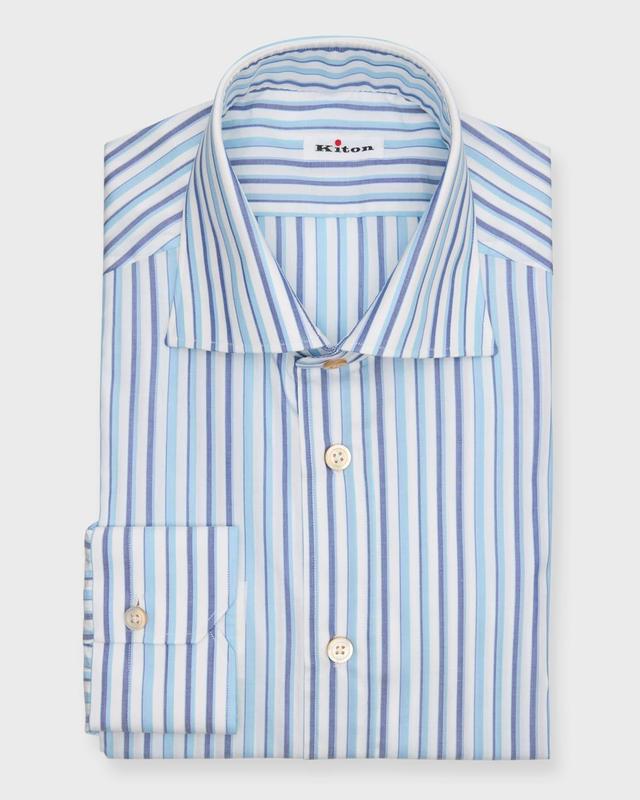 Mens Striped Cotton Dress Shirt Product Image