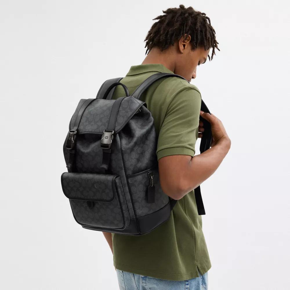 League Flap Backpack In Signature Canvas Product Image