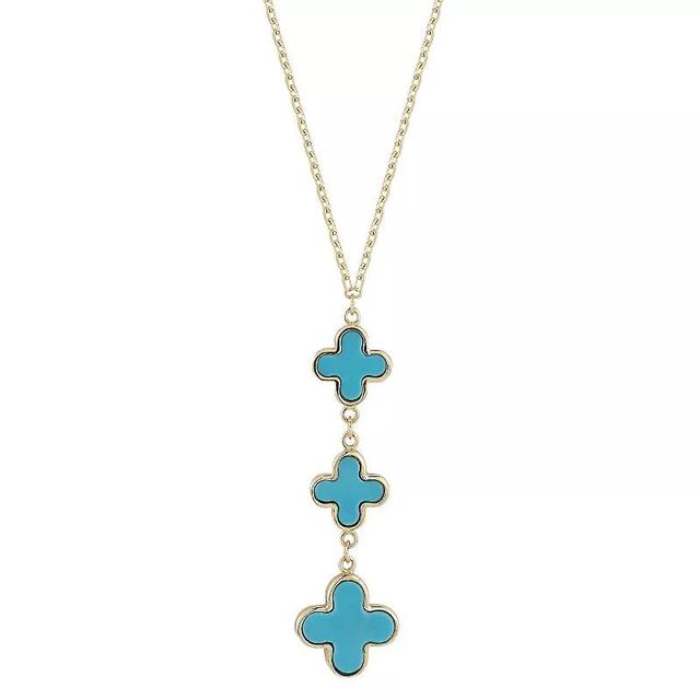 LUMINOR GOLD 14k Gold Turquoise Clover Pendant Necklace, Womens Product Image