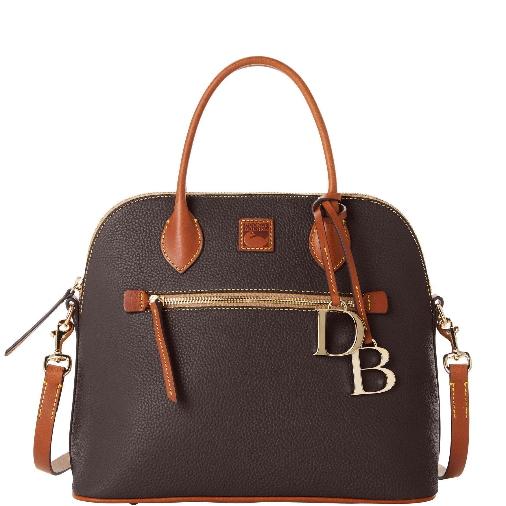 Dooney & Bourke Womens Pebble Grain Large Domed Leather Satchel Bag in Brown Tmoro Product Image