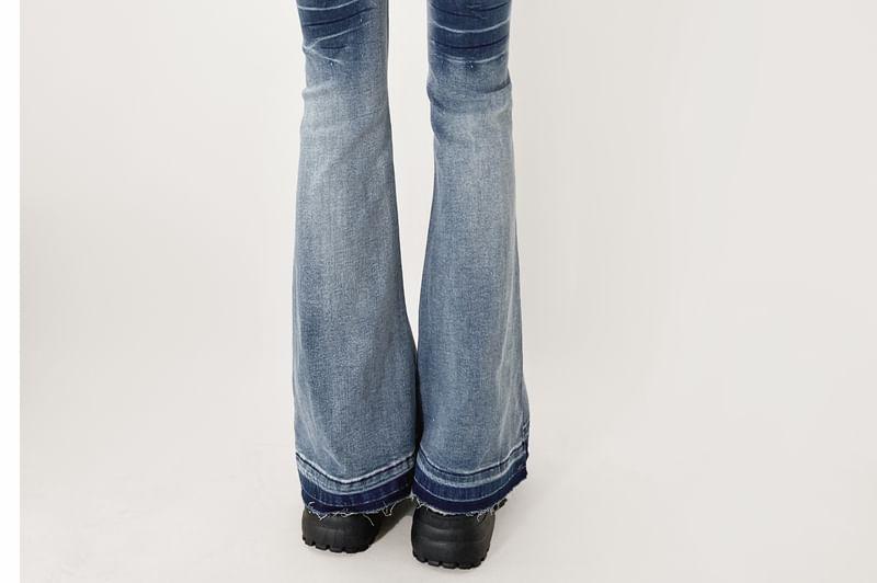 Mid Rise Washed Flared Jeans Product Image