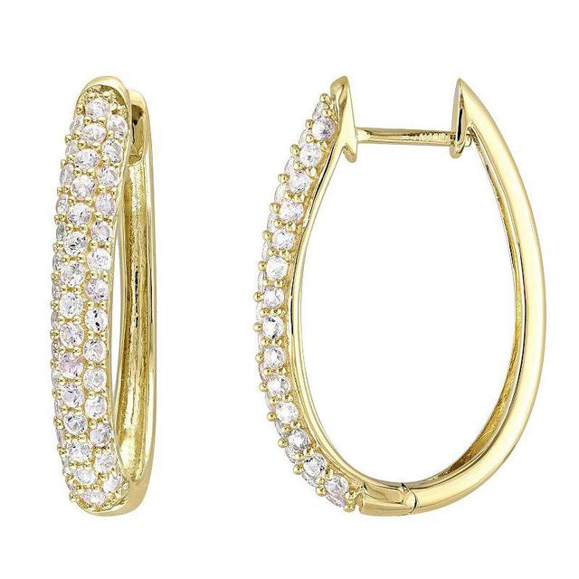 Stella Grace 10k Gold White Sapphire Oval Hoop Earrings, Womens Product Image