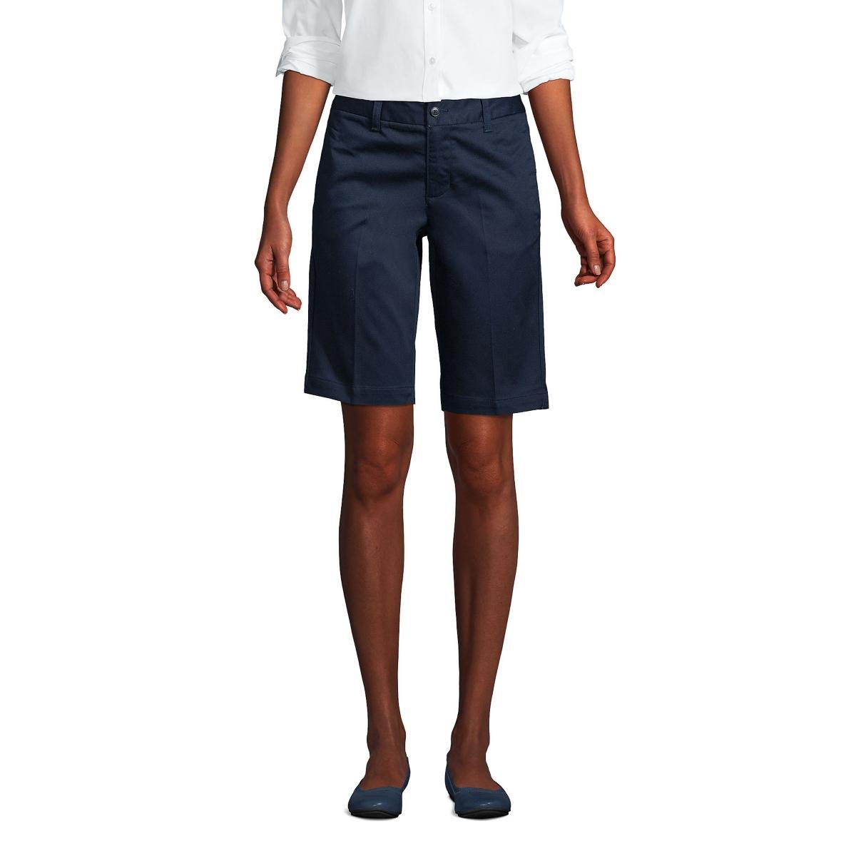 Lands End School Uniform Womens Plus Size Plain Front Blend Chino Shorts Product Image